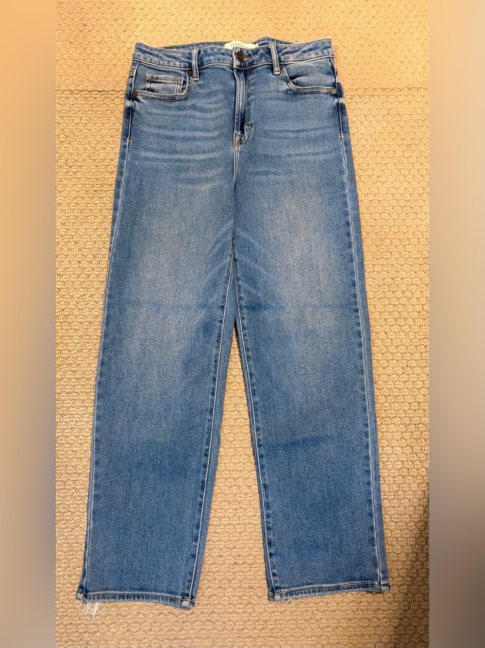 Hidden jeans straight leg crop with raw hem